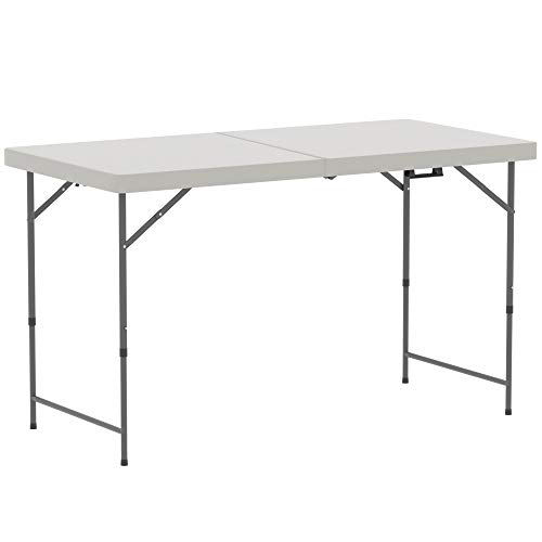 Home Vida Klapptisch, robust, extra stark, Camping, Buffet, Hochzeit, Markt, Garten, Party, Auto, Kofferraum, Picknick, Rollbock, klappbarer Tragegriff, Polyethylen hoher Dichte Metall, weiß, 122 cm von Home Vida