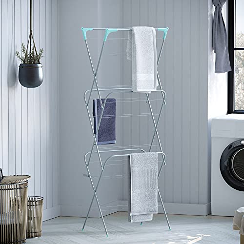 Home Vida Wäscheständer mit 3 Ebenen, Gestell zum Wäschetrocknen für drinnen und draußen, 14 m, silberfarben von Home Vida