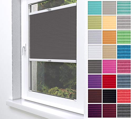 Home-Vision® Premium Plissee Faltrollo ohne Bohren zum Kleben Innenrahmen Blickdicht Sonnenschutz Jalousie für Fenster & Tür (Graphit, B50 x H150cm) von Home-Vision