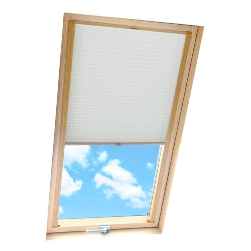 Home-Vision® Dachfenster Premium Plissee Faltrollo mit Bohren Dachfensterkompatibel (Grau für P10 - Holzfarben) Dachfensterrollos Blickdicht Sonnenschutz, Montage inkl von Home-Vision