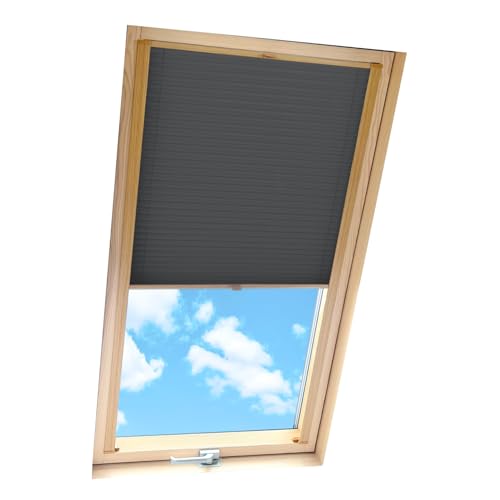 Home-Vision® Dachfenster Premium Plissee Faltrollo mit Bohren Dachfensterkompatibel (Schwarz für MK06 - Holzfarben) Dachfensterrollos Blickdicht Sonnenschutz, Montage inkl von Home-Vision