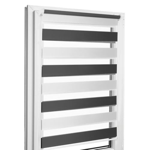 Home-Vision® DuoRollo Klemmfix, Doppelrollo ohne Bohren mit Klämmträgern, DuoRollos für Fenster und Türen (Zebra, B85cm x H220cm) von Home-Vision