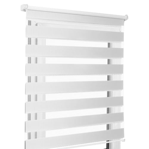 Home-Vision® DuoRollo Schrauben, Doppelrollo mit Bohren zum Anschrauben, DuoRollos für Fenster und Türen (Weiß, B155 x H220 cm) von Home-Vision