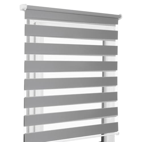 Home-Vision® DuoRollo Schrauben, Doppelrollo mit Bohren zum Anschrauben, DuoRollos für Fenster und Türen (Graphit, B160 x H130 cm) von Home-Vision