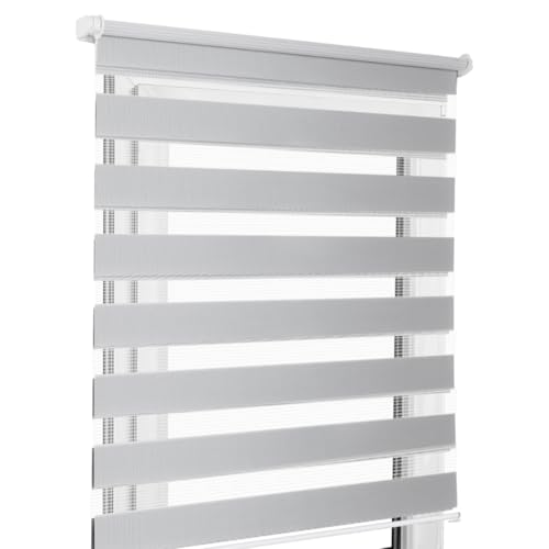 Home-Vision® DuoRollo Schrauben, Doppelrollo mit Bohren zum Anschrauben, DuoRollos für Fenster und Türen (Grau, B150 x H130 cm) von Home-Vision