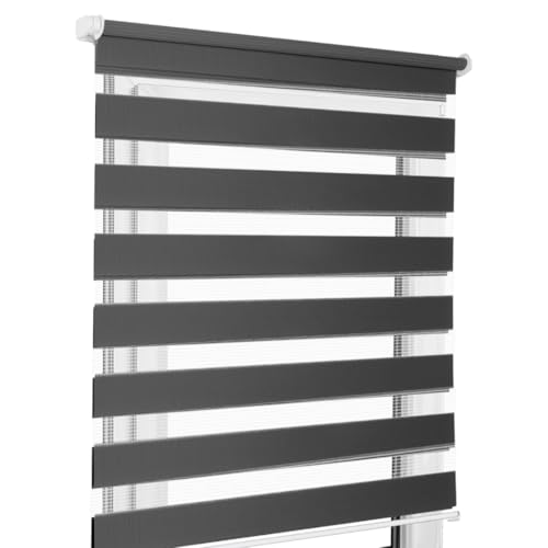 Home-Vision® DuoRollo Schrauben, Doppelrollo mit Bohren zum Anschrauben, DuoRollos für Fenster und Türen (Schwarz, B160 x H130 cm) von Home-Vision