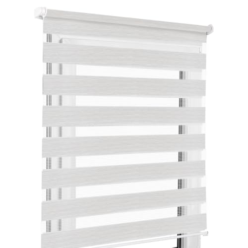 Home-Vision® DuoRollo Schrauben, Doppelrollo mit Bohren zum Anschrauben, DuoRollos für Fenster und Türen (Weiß-Grau-Melange, B135 x H130 cm) von Home-Vision