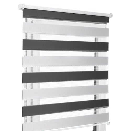 Home-Vision® DuoRollo Schrauben, Doppelrollo mit Bohren zum Anschrauben, DuoRollos für Fenster und Türen (Zebra, B145 x H130 cm) von Home-Vision