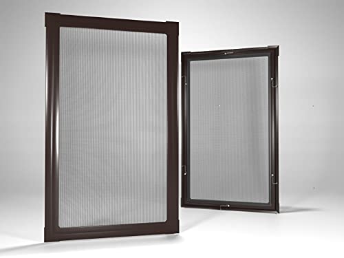 Home-Vision® Insektenschutz Fliegengitter Fenster Alu Rahmen Mückengitter Fliegenschutz in Weiß, Braun oder Dunkelblau als Selbstbausatz (Braun, B120cm x H140cm) von Home-Vision