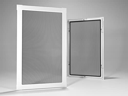 Home-Vision® Insektenschutz Fliegengitter Fenster Alu Rahmen Mückengitter Fliegenschutz in Weiß, Braun oder Dunkelblau als Selbstbausatz (Weiß, B80cm x H100cm) von Home-Vision