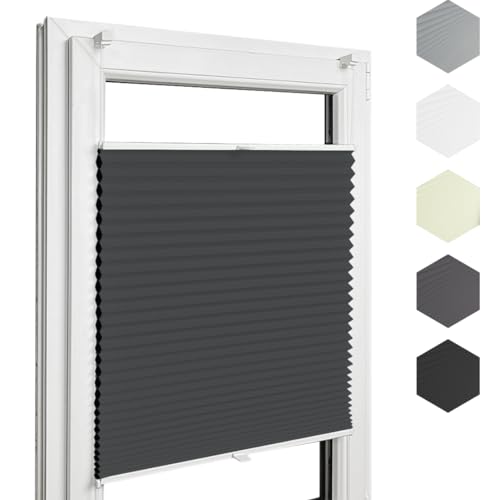 Home-Vision® Premium Doppelplissee Wabenplissee ohne Bohren mit Klemmträger / -fix (Weiß-Schwarz, B105cm x H200cm) Zweifarbig Blickdicht Sonnenschutz Jalousie für Fenster & Tür von Home-Vision