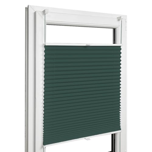 Home-Vision® Premium Plissee Faltrollo ohne Bohren mit Klemmfix (Bottle Green B40 x H150cm) Modern Klemmträger Verdunklung Blickdicht Sonnenschutz Jalousie für Fenster & Tür von Home-Vision
