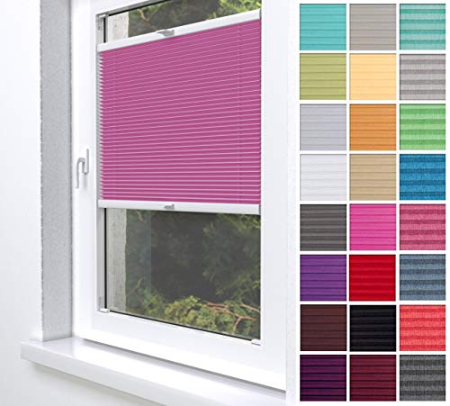 Home-Vision® Premium Plissee Faltrollo ohne Bohren zum Kleben Innenrahmen Blickdicht Sonnenschutz Jalousie für Fenster & Tür (Rosa, B40 x H100cm) von Home-Vision