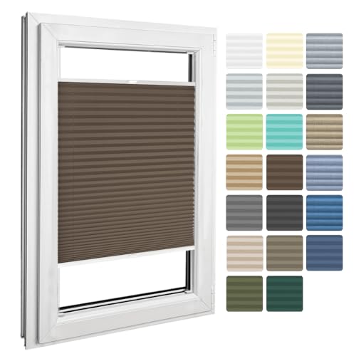 Home-Vision® Premium Plissee zum Anschrauben in der Glasleiste Innenrahmen (Braun, B95cm x H120cm) Blickdicht Plissee Jalousie mit Halterungen zum Bohren, Sonnenschutzrollo Rollo von Home-Vision