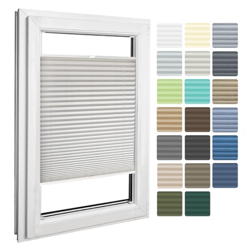 Home-Vision® Premium Plissee zum Anschrauben in der Glasleiste Innenrahmen (Grau, B120cm x H120cm) Blickdicht Plissee Jalousie mit Halterungen zum Bohren, Sonnenschutzrollo Rollo von Home-Vision