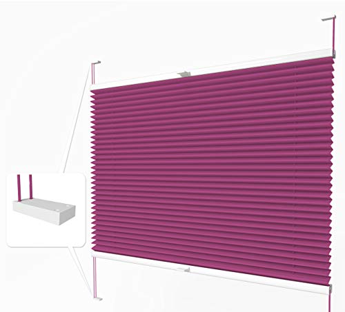 Home-Vision® Premium Plissee zum Anschrauben in der Glasleiste Innenrahmen (Rosa, B100cm x H100cm) Blickdicht Plissee Jalousie mit Halterungen zum Bohren, Sonnenschutzrollo Rollo von Home-Vision