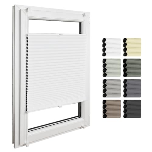 Home-Vision® Premium Doppelplissee Wabenplissee ohne Bohren mit Klemmfix (Weiß-Weiß, B100cm x H80cm) Modern Klemmfix Blickdicht Plissee Sonnenschutz Hitzeschutz Jalousie für Fenster Thermo von Home-Vision