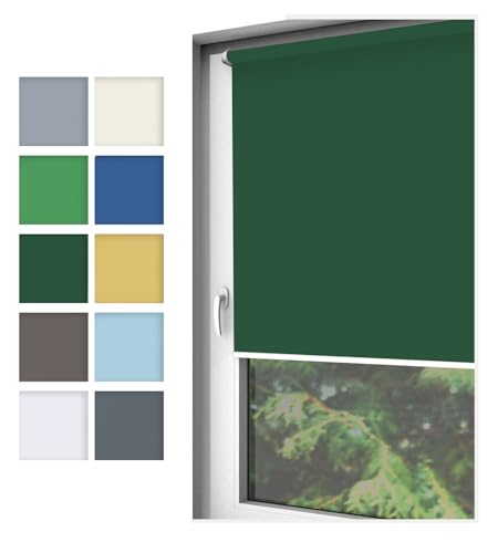 Home-Vision® Rollo Klemmfix, ohne Bohren, Fensterrollo mit Seitenzug, einfache Montage ohne Werkzeug, Moderne Fensterdeko(Nebbia Dunkelgrün, B95cm x H150cm) von Home-Vision