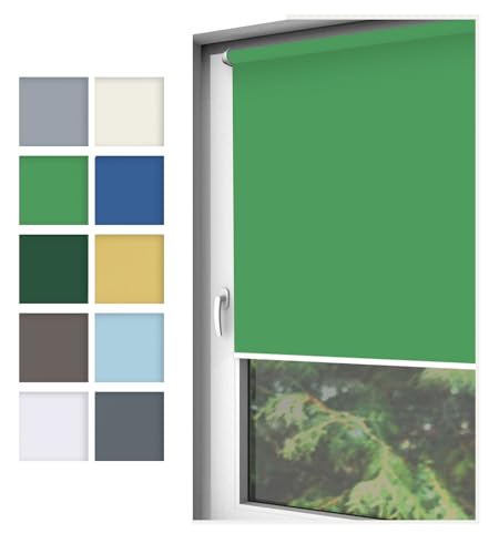 Home-Vision® Rollo Klemmfix, ohne Bohren, Fensterrollo mit Seitenzug, einfache Montage ohne Werkzeug, Moderne Fensterdeko(Nebbia Grün, B45cm x H130cm) von Home-Vision