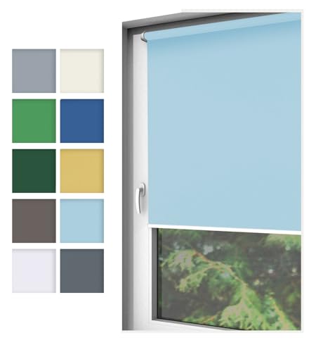 Home-Vision® Rollo Klemmfix, ohne Bohren, Fensterrollo mit Seitenzug, einfache Montage ohne Werkzeug, Moderne Fensterdeko(Nebbia Hellblau, B95cm x H150cm) von Home-Vision