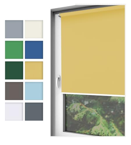 Home-Vision® Rollo Klemmfix, ohne Bohren, Fensterrollo mit Seitenzug, einfache Montage ohne Werkzeug, Moderne Fensterdeko(Nebbia Honig, B95cm x H130cm) von Home-Vision