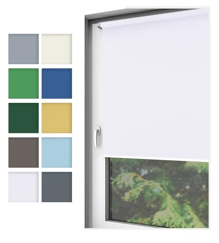 Home-Vision® Rollo Klemmfix, ohne Bohren, Fensterrollo mit Seitenzug, einfache Montage ohne Werkzeug, Moderne Fensterdeko(Nebbia Weiß, B45cm x H130cm) von Home-Vision