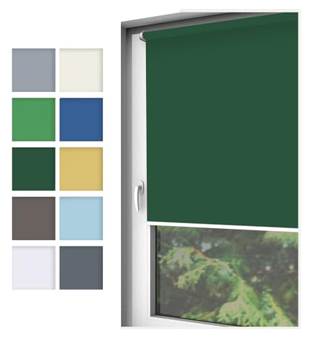 Home-Vision® Rollo Klemmfix, ohne Bohren mit Klämmträgern, Fensterrollo, Seitenzugrollo (Nebbia Dunkelgrün, B125cm x H150cm) von Home-Vision