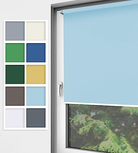 Home-Vision® Rollo Klemmfix, ohne Bohren mit Klämmträgern, Fensterrollo, Seitenzugrollo (Nebbia Hellblau, B50cm x H150cm) von Home-Vision