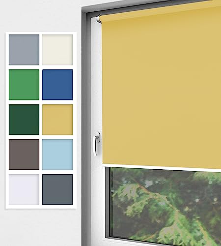 Home-Vision® Rollo Klemmfix, ohne Bohren mit Klämmträgern, Fensterrollo, Seitenzugrollo (Nebbia Honig, B115cm x H220cm) von Home-Vision