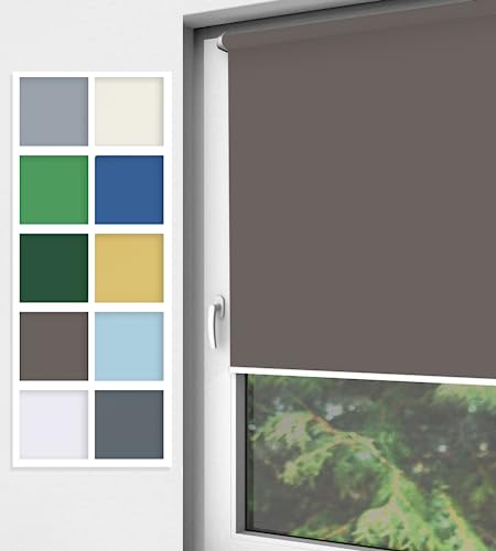 Home-Vision® Rollo Klemmfix, ohne Bohren mit Klämmträgern, Fensterrollo, Seitenzugrollo (Nebbia Wenge, B130cm x H150cm) von Home-Vision