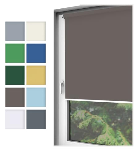 Home-Vision® Rollo Klemmfix, ohne Bohren mit Klämmträgern, Fensterrollo, Seitenzugrollo (Nebbia Wenge, B60cm x H220cm) von Home-Vision