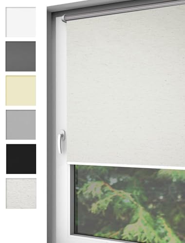 Home-Vision® Verdunkelungsrollo Klemmfix, ohne Bohren mit Klämmträgern, Fensterrollo, Seitenzugrollo, Verdunklungsrollo, Lichtundurchlässig Thermorollo (Light Beige, B75cm x H150cm) von Home-Vision