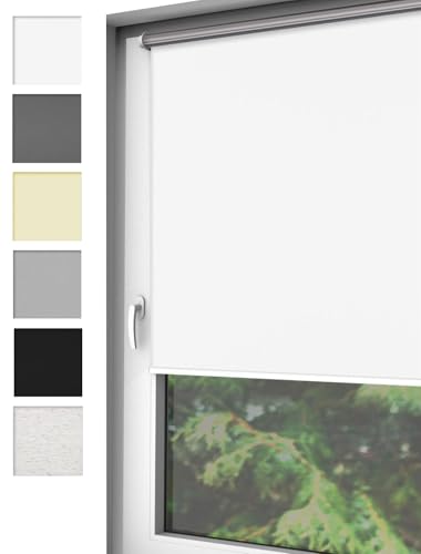 Home-Vision® Verdunkelungsrollo Klemmfix, ohne Bohren mit Klämmträgern, Fensterrollo, Seitenzugrollo, Verdunklungsrollo, Lichtundurchlässig Thermorollo (Weiß, B80cm x H130cm) von Home-Vision