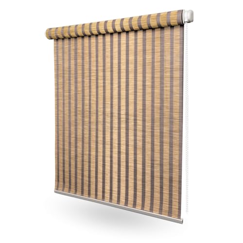 Home-Vision Bali Kollektion Klemmfix Rollo BohoRollo für Fenster & Türen (Hula,B55 x H220 cm) Natur Bambus Optik – ohne Bohren von Home-Vision
