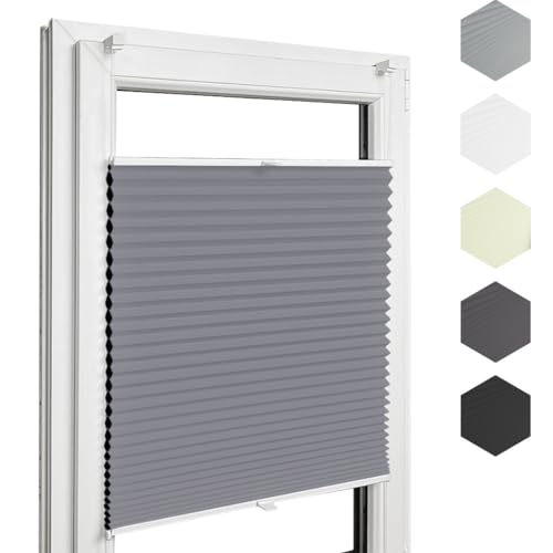 Home-Vision® Premium Doppelplissee Wabenplissee ohne Bohren mit Klemmfix (Weiß-Graphit, B110cm x H200cm) Modern Klemmfix Blickdicht Plissee Sonnenschutz Hitzeschutz Jalousie für Fenster Thermo von Home-Vision