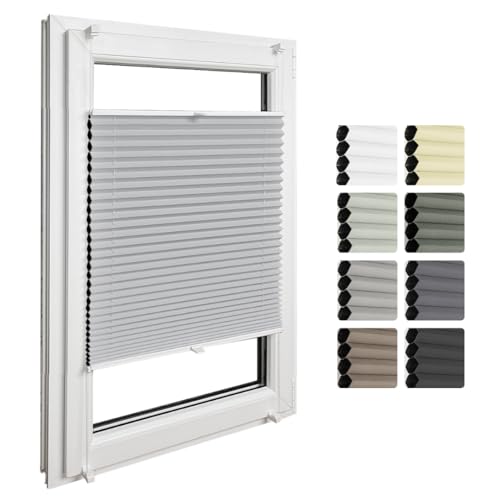 Home-Vision® Premium Doppelplissee Wabenplissee ohne Bohren mit Klemmfix (Weiß-Grau, B100cm x H200cm) Modern Klemmfix Blickdicht Plissee Sonnenschutz Hitzeschutz Jalousie für Fenster Thermo von Home-Vision
