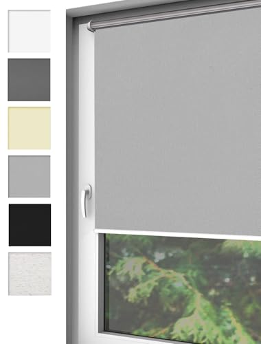 Home-Vision® Verdunkelungsrollo Klemmfix, ohne Bohren mit Klämmträgern, Fensterrollo, Seitenzugrollo, Verdunklungsrollo, Lichtundurchlässig Thermorollo (Grau, B105cm x H150cm) von Home-Vision