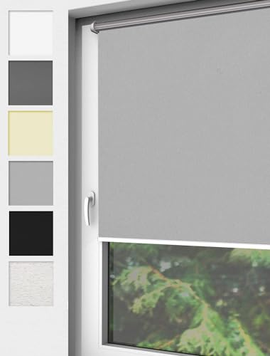 Home-Vision® Verdunkelungsrollo Klemmfix, ohne Bohren mit Klämmträgern, Fensterrollo, Seitenzugrollo, Verdunklungsrollo, Lichtundurchlässig Thermorollo (Grau, B50cm x H150cm) von Home-Vision