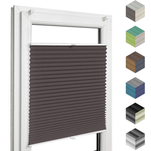 Home-Vision® Premium Plissee Faltrollo ohne Bohren mit Klemmträger / -fix (Braun, B75cm x H120cm) Blickdicht Sonnenschutz Jalousie für Fenster & Tür von Home-Vision