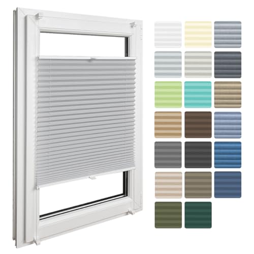 Home-Vision® Premium Faltrollo Plissee ohne Bohren mit Klemmfix jalousien Fenster innen(Grau B160cm x H120cm) Easyfix Klemmträger Verdunklung Blickdicht Sonnenschutz Jalousie für Fenster & Tür von Home-Vision