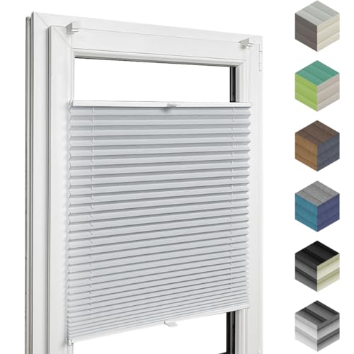 Home-Vision® Premium Plissee Faltrollo ohne Bohren mit Klemmfix (Silber, B100cm x H100cm) Modern Klemmträger, Verdunklung, Blickdicht Sonnenschutz Jalousie für Fenster & Tür von Home-Vision