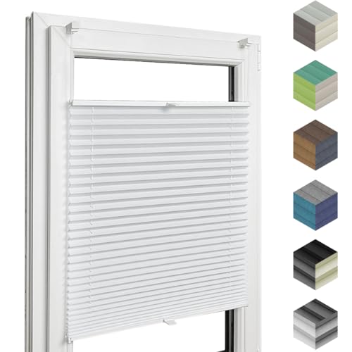 Home-Vision® Premium Plissee Faltrollo ohne Bohren mit Klemmfix (Weiß, B80cm x H200cm) Modern Klemmträger, Verdunklung, Blickdicht Sonnenschutz Jalousie für Fenster & Tür von Home-Vision