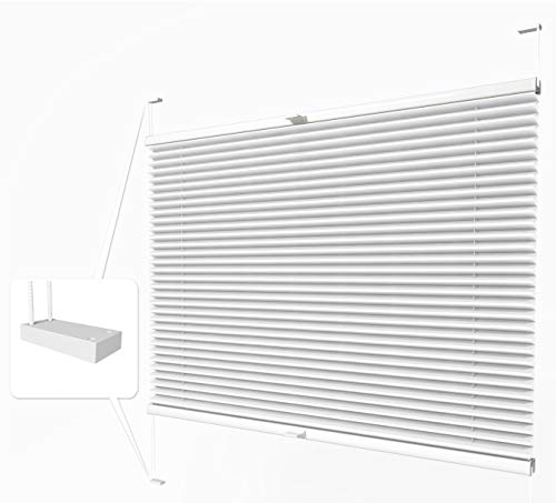 Home-Vision® Premium Plissee zum Anschrauben in der Glasleiste Innenrahmen (Weiß, B40cm x H120cm) Blickdicht Plissee Jalousie mit Halterungen zum Bohren, Sonnenschutzrollo Rollo von Home-Vision