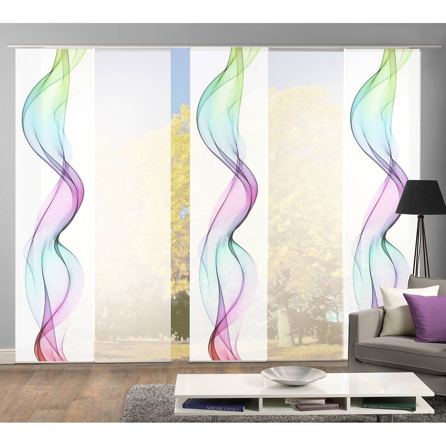 Home Wohnideen Schiebevorhang Alberta II 5er- Set Mehrfarbig Modern 60x245 cm (BxH) Kunstfaser von Home Wohnideen