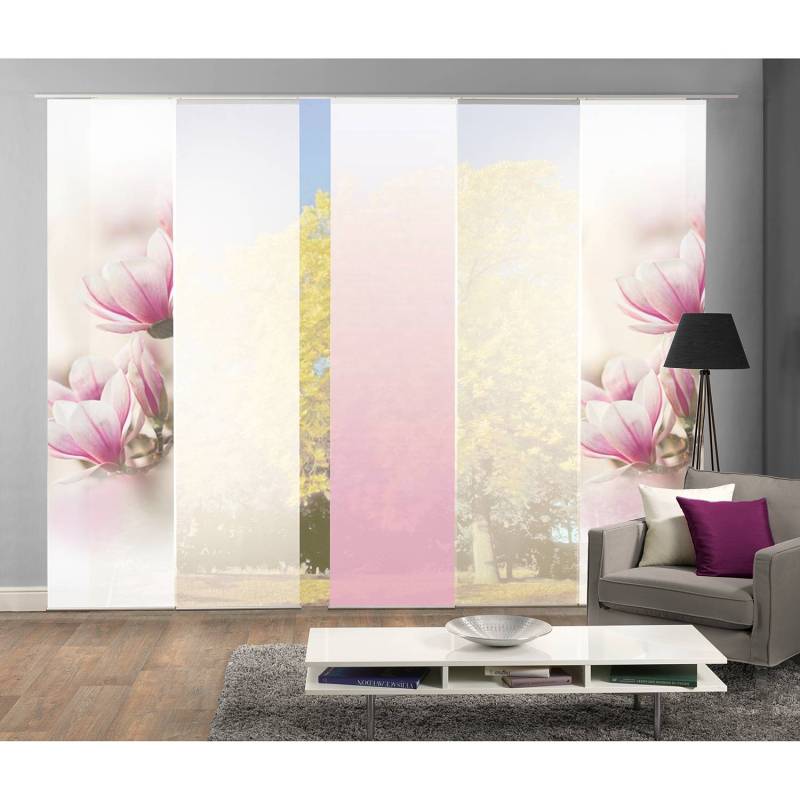 home24 Schiebevorhang Magnone 5er- Set 60 x 245 x 245cm Pink von home24