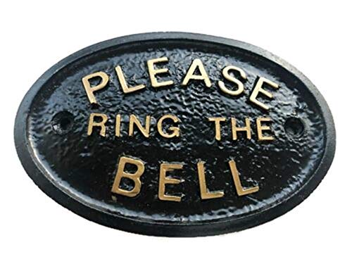 "Please Ring The Bell" (Bitte klingeln), Wandschild für die Eingangstür, Schwarz von Home Works