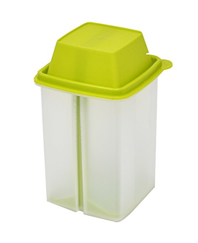 Home-X Aufbewahrungsbehälter mit Siebeinsatz, Lebensmittelschoner, grüner Deckel von Home-X