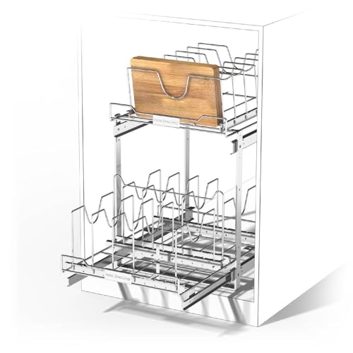 Home Zone Living Ausziehbarer Küchenschrank-Organizer mit zwei Ebenen, 38,1 cm B x 50,8 cm T von Home Zone Living