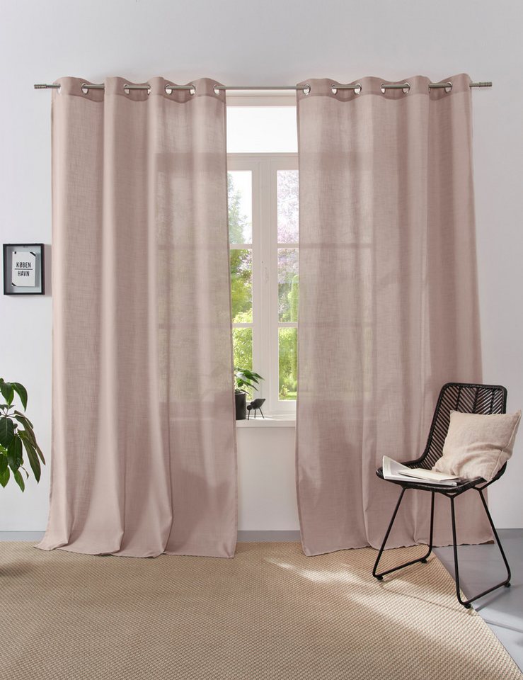 Home affaire Collection Vorhang Linsdorf, Ösen (1 St), halbtransparent, Leinenstruktur, halbtransparent von Home affaire Collection