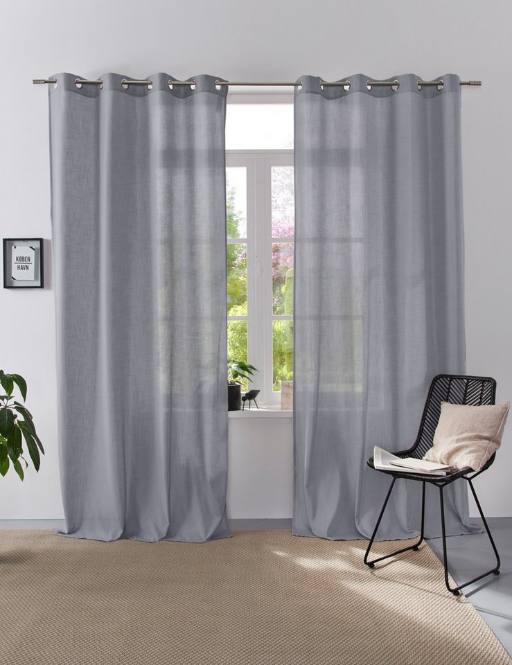 Home affaire Collection Vorhang Linsdorf, Ösen (1 St), halbtransparent, Leinenstruktur, halbtransparent von Home affaire Collection
